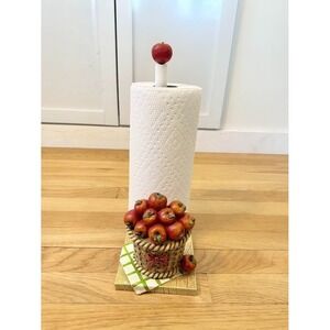 Vintage Basket of Apples Paper Towel Holder Cottage Decor Rare Find!